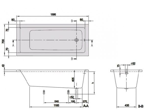 Ванна Villeroy & Boch Targa Plus Solo 160x70 UBA167NES2V-01