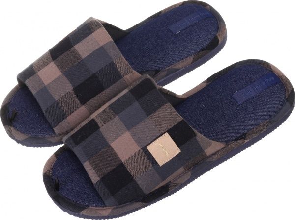 Тапки домашние HS-VL большая клетка р. 44/45 синий с бежевым