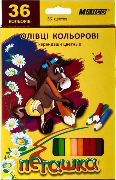 Олівці кольорові Пегашка 1010-36CB 36 шт. Marco