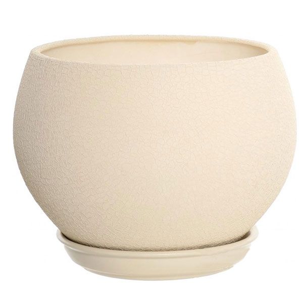 Горщик керамічний Оріана-Запоріжкераміка Куля шовк круглий 4,1л бежевий 