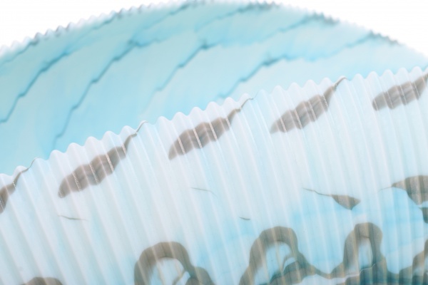 Фруктовница Yalos Murano SHELL 19 см слоновая кость с бирюзовыми нитями 