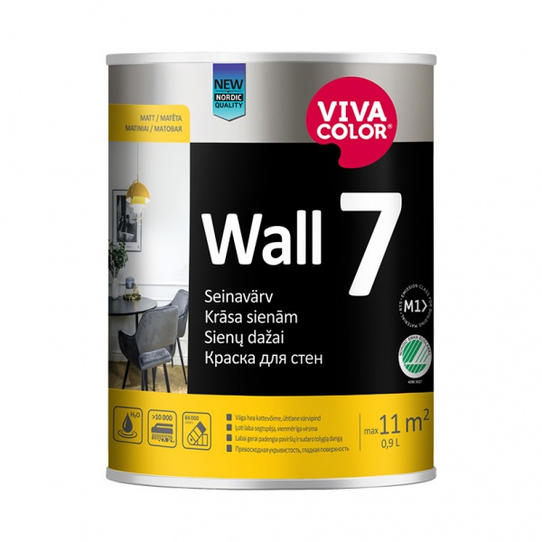 Краска интерьерная латексная Vivacolor Wall 7 А мат белый 0,9л 