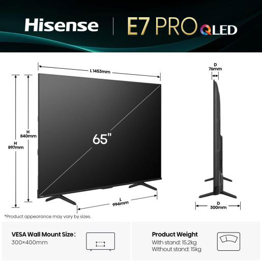 Телевизор Hisense 65E7Q PRO 65