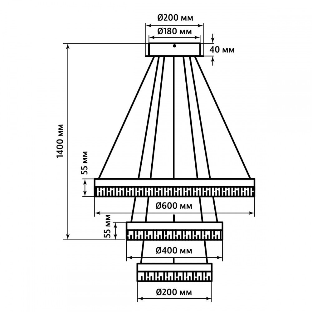 Світильник світлодіодний LIGHT SET LEBIDKA 3PL-R 3x59 Вт чорний