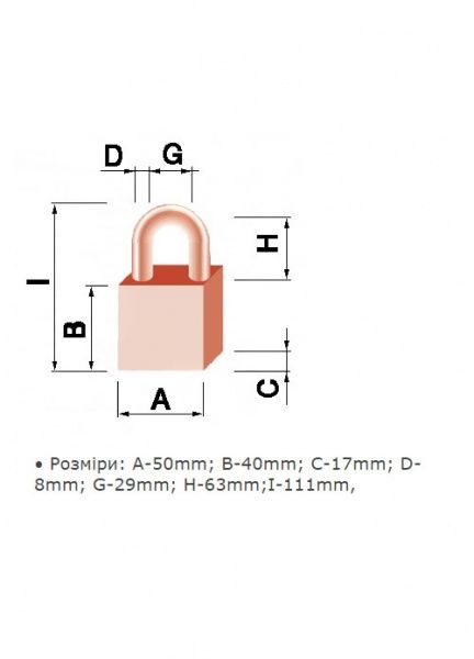 Замок навісний TOKOZ BETA 50 3TK1 M Long бежевий