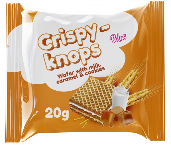 Вафли CHOCO-KNOPS с молочной начинкой с карамелью и арахисом 20 г 