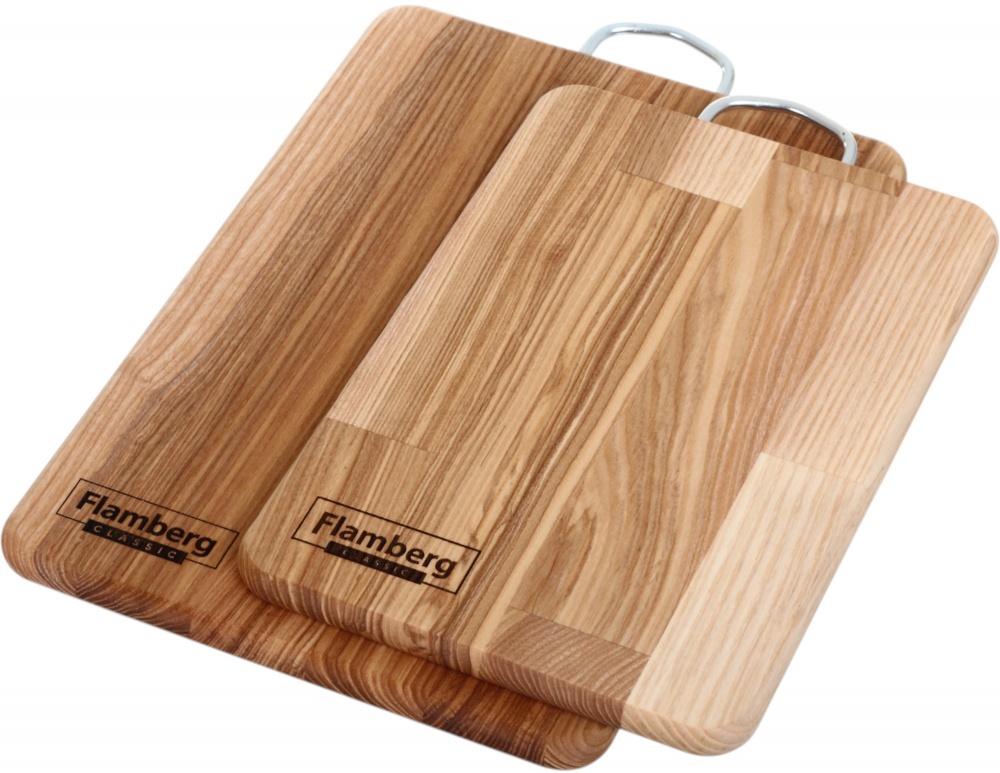 Доска кухонная Flamberg прямоугольная с металлической ручкой 28х19х1,6 см ясень