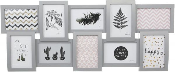 Коллаж на 10 фото 74х32х4 см 10x15 см серый 