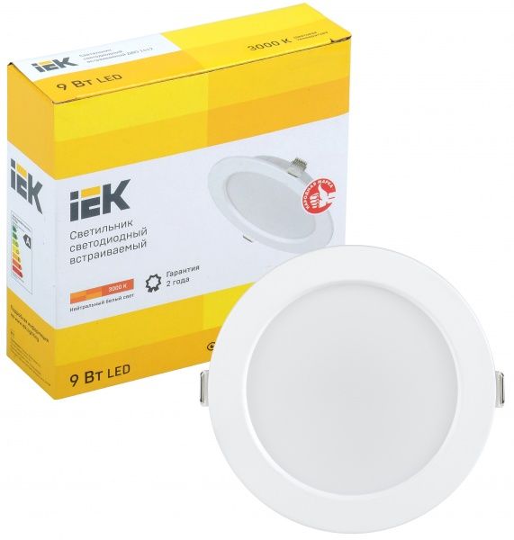 Светильник встраиваемый (Downlight) IEK ДВО 1612 LED 9 Вт 3000 К белый 