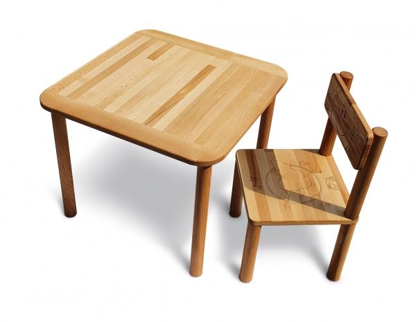 Комплект стол и стул ArinWOOD Ecomini 550х550 мм + набор кубиков в подарок 04-AE1-2