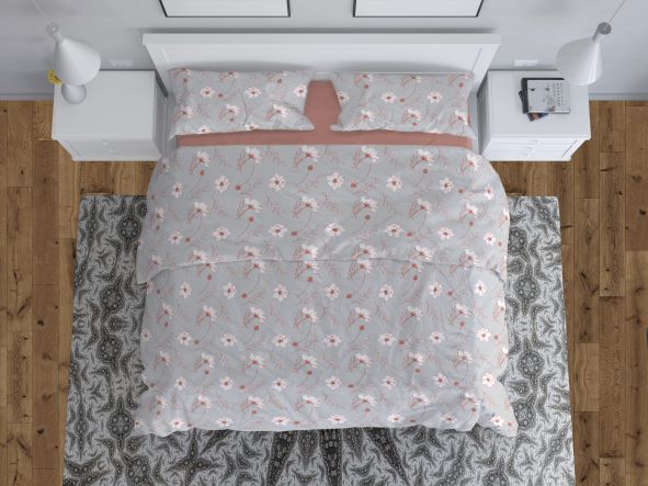 Комплект постільної білизни Ніжність євро сіро-рожевий Rigel 