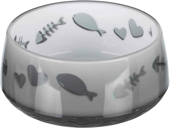 Миска Trixie для кошек Рыбка/Сердце пластиковая на резиновой основе 0.3 л 12 см (24420)