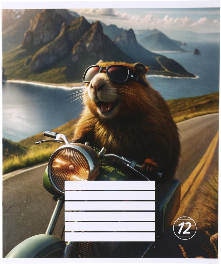 Тетрадь школьная Capybara_25 12 листов скоба, линия Nota Bene