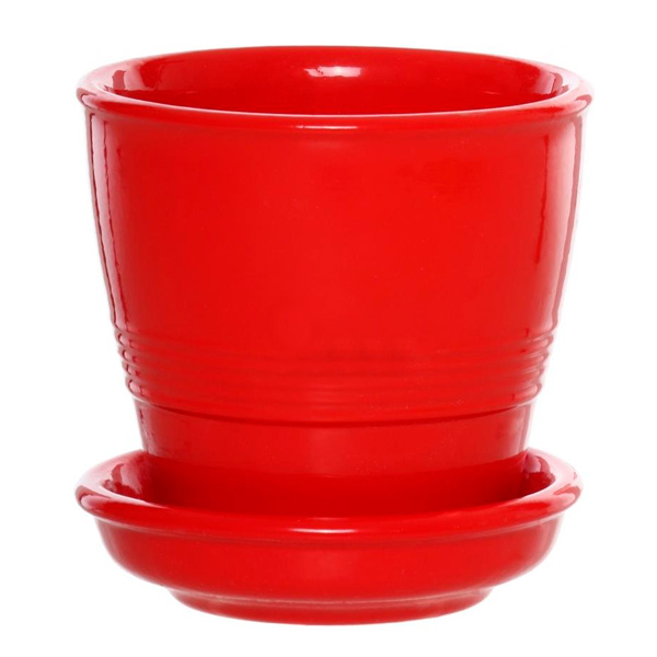 Горщик керамічний Оріана-Запоріжкераміка Відро №5 червоний круглий 0,23л червоний (009-5-008) 