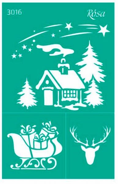 Трафарет многоразовый самоклеящий №3016 серия Новый год 130х200 мм Rosa Talent