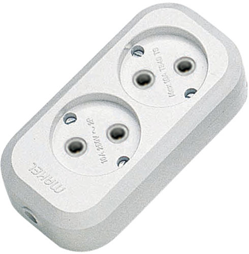 Колодка Makel без заземления 2 гн. белый MGP101 