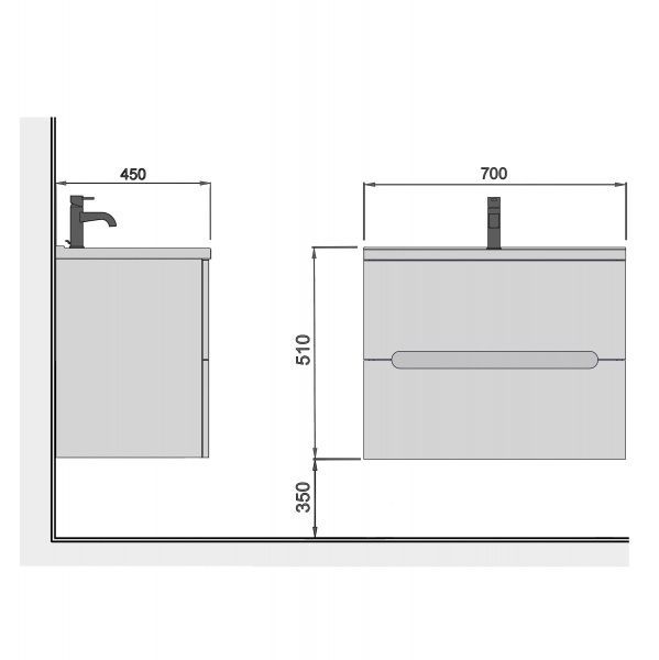 Тумба підвісна Мойдодир Paula 70 з умивальником Cosmopolitan 70