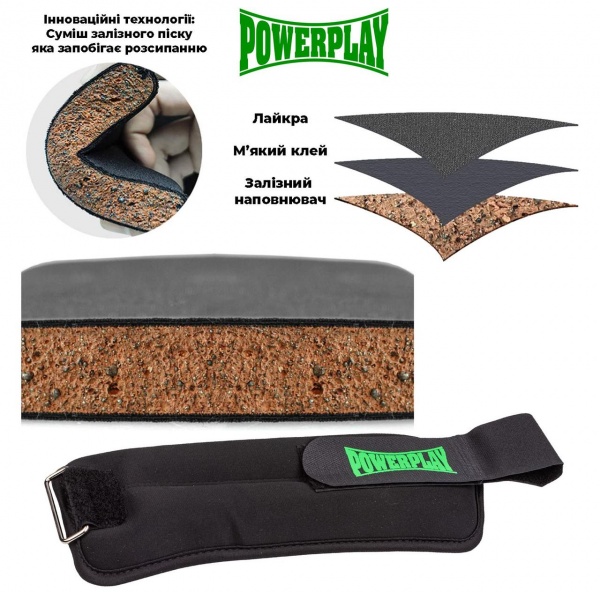 Манжеты-утяжелители PowerPlay 4335 черные 2x1,5 кг 