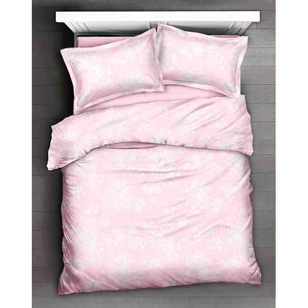 Комплект постільної білизни Flowerage 2 рожевий із білим La Nuit 