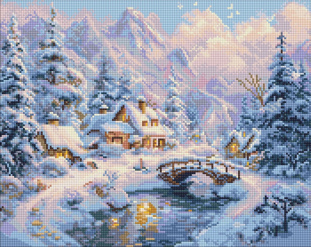 Алмазна мозаїка Зимовий затишок серед гір ©art_selena_ua Ideyka