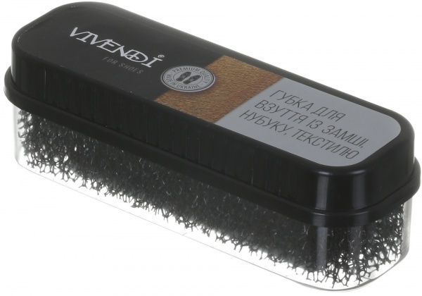 Губка Vivendi для ухода за обувью из замши, нубука и текстиля 120х40х40 мм бесцветный