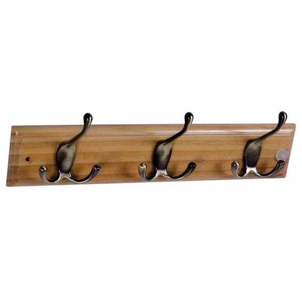 Вешалка гардеробная сосна Arino W1332 3 крючка латунь