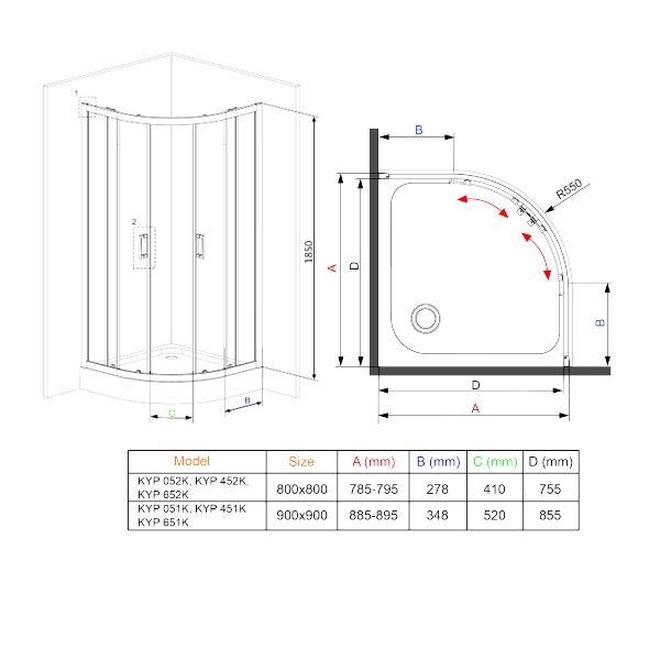 Душевая кабина Deante Funkia 90x90