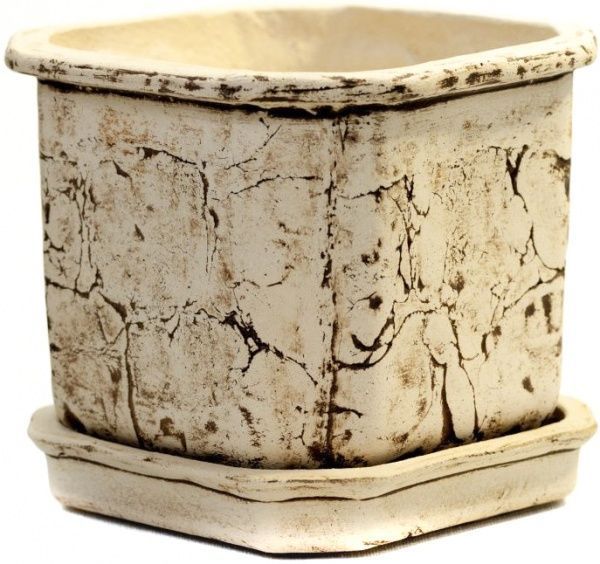 Горшок шамотный КУБ 24*24 квадратный 6,5л бежевый 