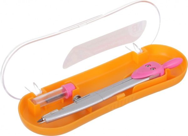 Циркуль металевий в футлярі із запасним грифелем помаранчевий Nota Bene