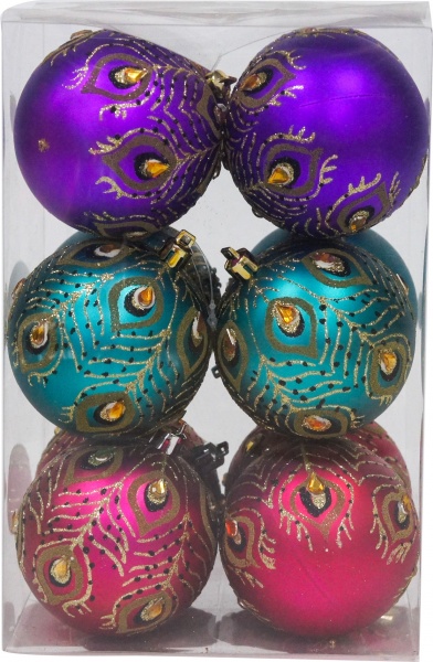 Набір ялинкових куль Павлін мульті d80 мм 12 шт./уп. 