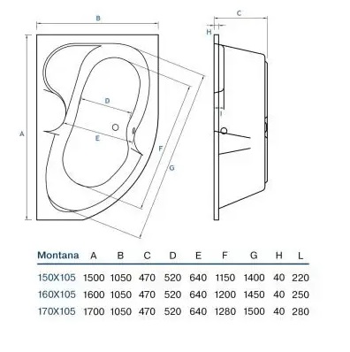 Ванна акрилова Koller Pool Montana 170x105 R