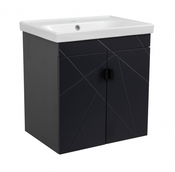 Тумба подвесная Aqua Rodos Мини 60 антрацит с умывальником Frame