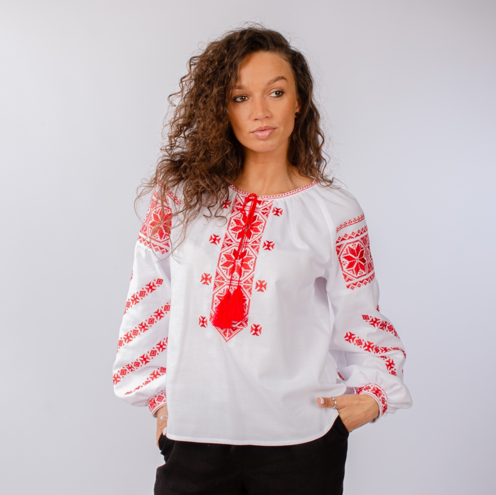 Блуза Едельвіка р. XL білий із червоним 129-24/09