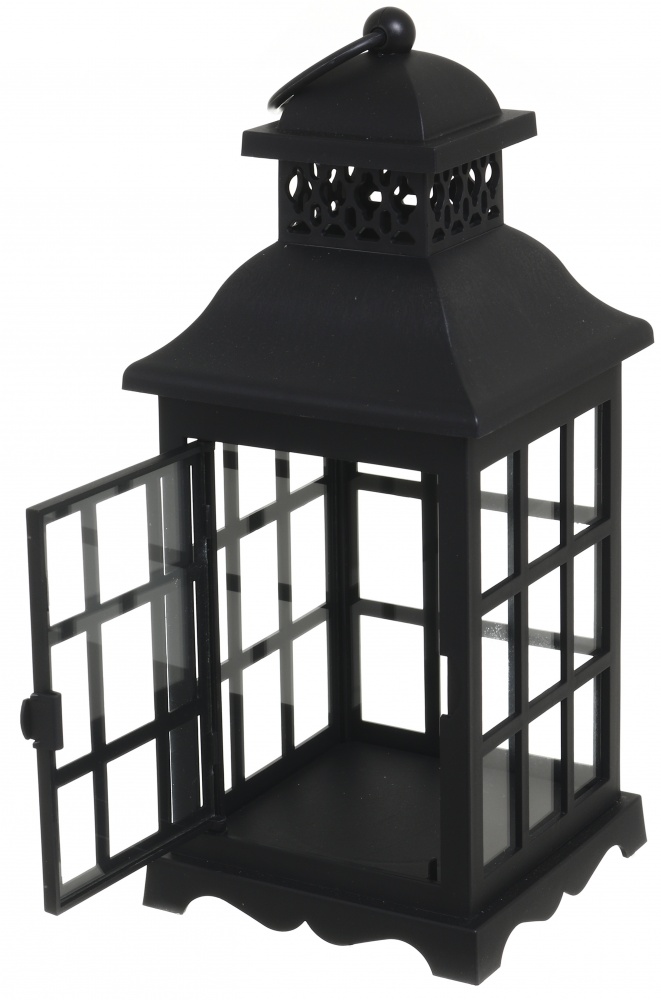 Подсвечник-фонарь пустой с сеткой 11х11х26 см черный Pako-If