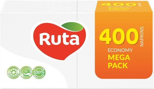 Салфетки столовые Ruta 24х24 см белый 400 шт.