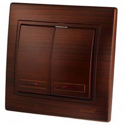 Вимикач подвійний Mira 701-0404-112 античний кедр