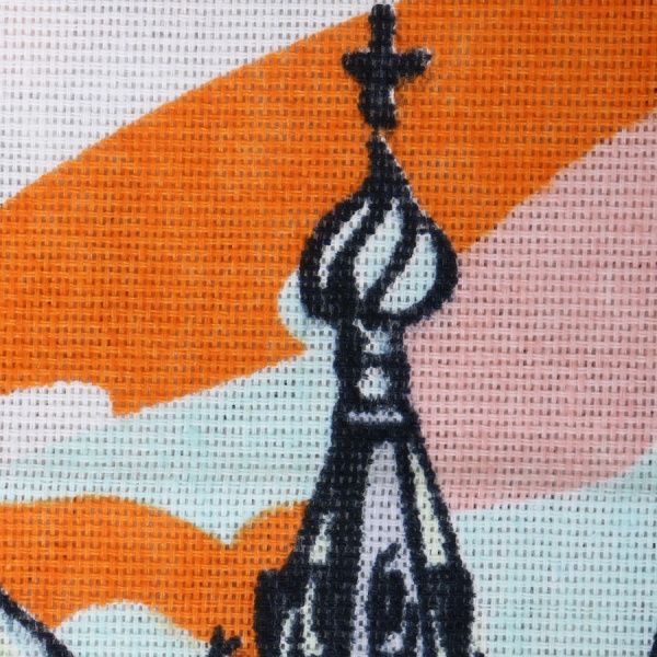 Полотенце Город 35x61 см бежевый с рисунком 