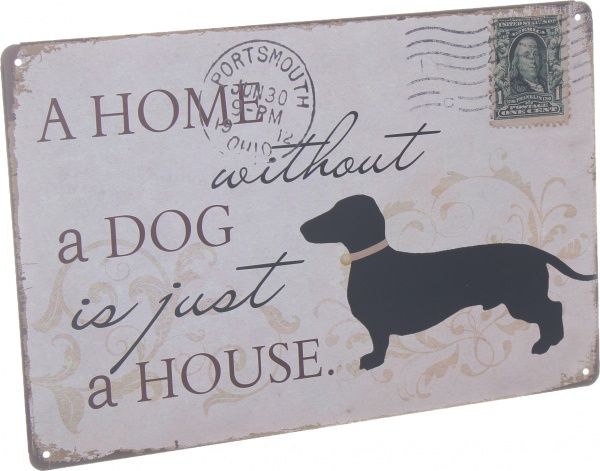 Табличка жерстяна друкована A home dog 20x30 см різнокольоровий 