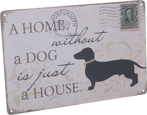 Табличка жестяная печатная A home dog 20x30 см разноцветный 