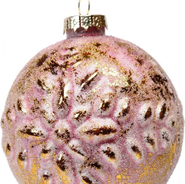 Шар новогодний в ассортименте 80 мм розовый с золотым EE21016