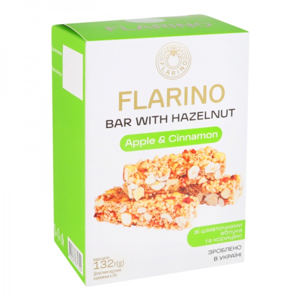 Батончики Flarino с фундуком яблоком и корицей 132 г