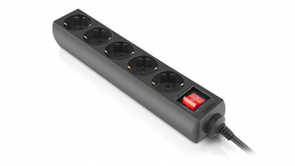 Фильтр-удлинитель Real-el RS-Protect M с заземлением 5 гн. черный 5 м