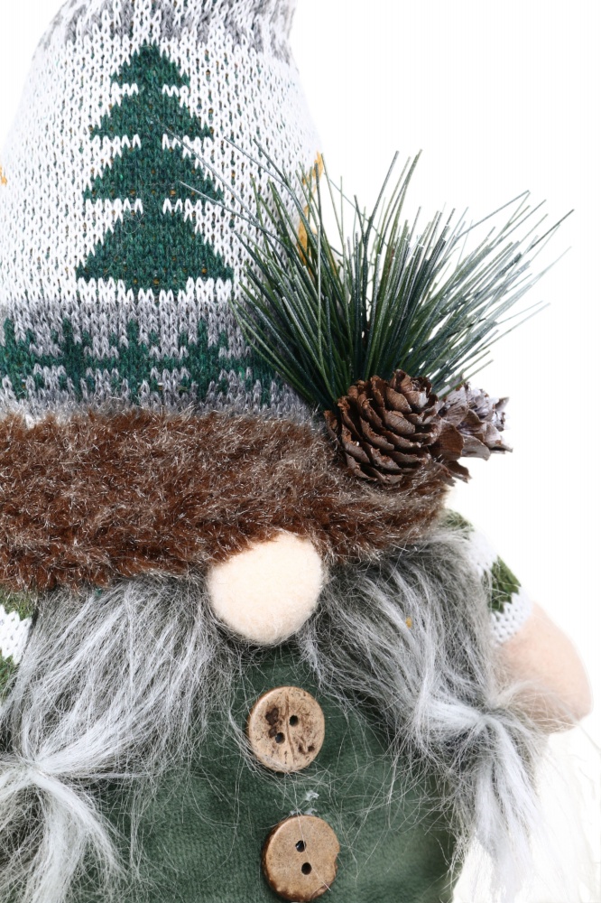 Декорация новогодняя Гном стоящий 15х30 см зеленый дизайн в ассортименте AG23288AB