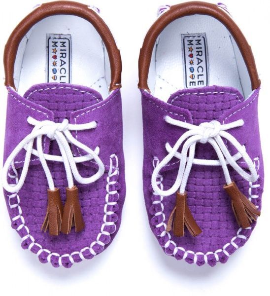 Пінетки дитячі MIRACLE р. 19 0-1-16-3 фіолетовий із коричневим 