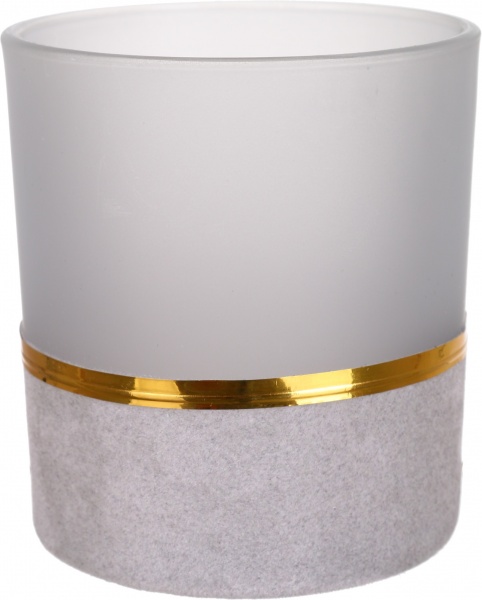 Свічник-стакан скляний з пайетками 7х7х8 см ABT612070