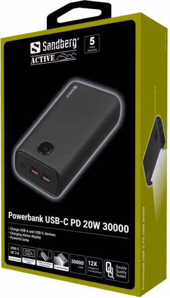 Универсальная мобильная батарея Sandberg 30000 mAh black (420-68) 