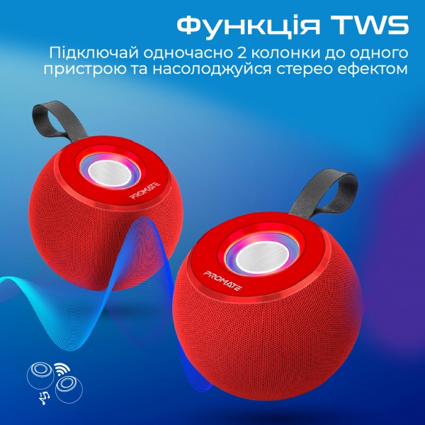 Акустична система Promate 1.0 red Juggler 5W