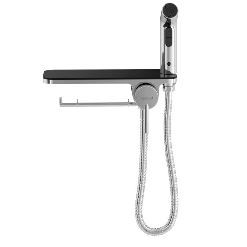 Гигиенический душ Imprese скрытого монтажа, LORETA черная полочка, хром