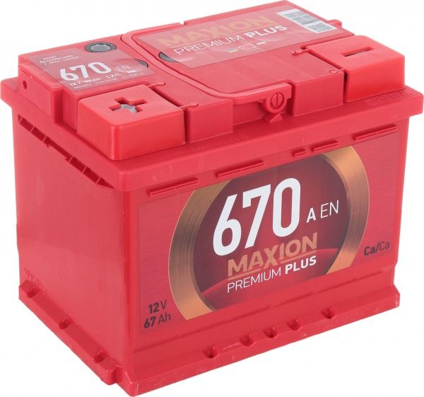 Аккумулятор автомобильный MAXION Premium+ 6СТ - 67 А2 670 L 67А 12 B «+» слева
