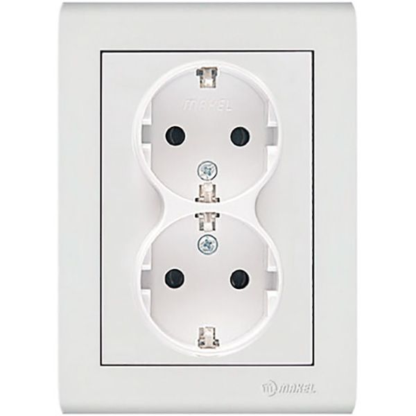 Розетка двойная с заземлением Makel Manolya белый 41001057